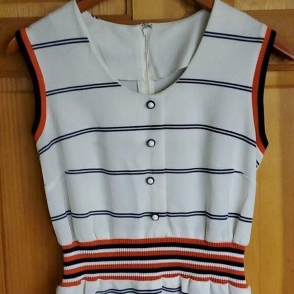 Vintage Embellished Stretch Banded Waist Sleeeveless Zippered Sz S Dress - Picture 4 of 8